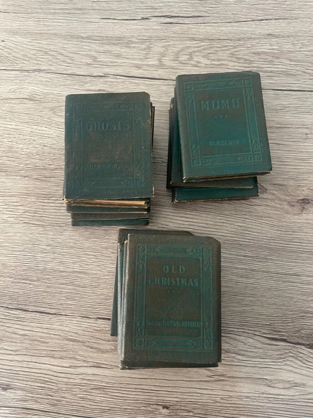 Vintage Green "Little Leather Library" Miniature Books - Lot of 19